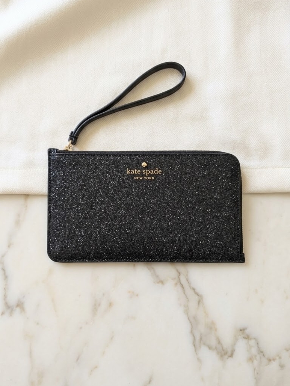 Kate Spade New York Lucy Glitter Medium L-Zip Wristlet